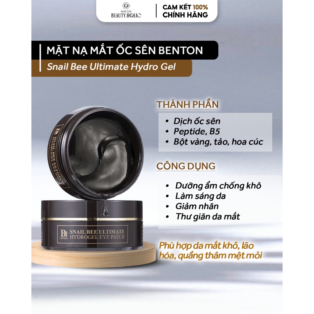 Mặt nạ mắt BENTON Snail Bee Ultimate Hydrogel Eye Patch