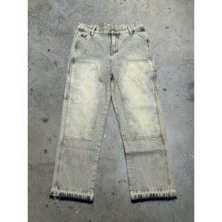 Quần Jeans Double Knee dập nổi - form ống suông