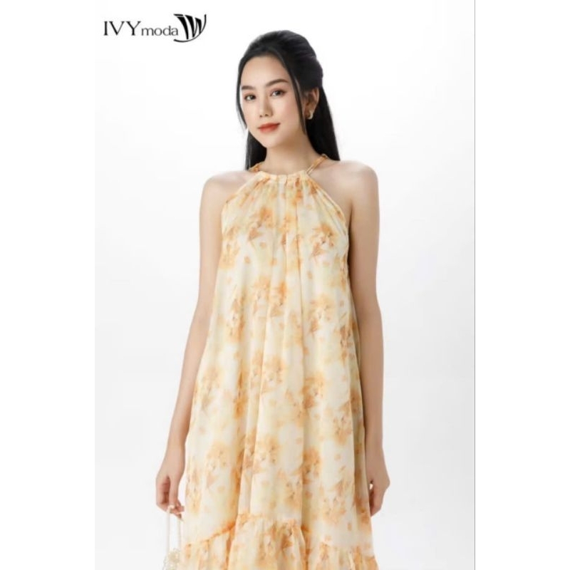Pass Đầm lụa cổ yếm phối dây sau IVY moda size M 795k