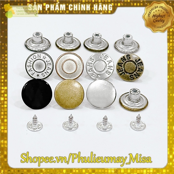 Set 10 Chiếc nút đóng quần jean bằng búa, size 1.6cm, Phụ liệu may rẻ st4