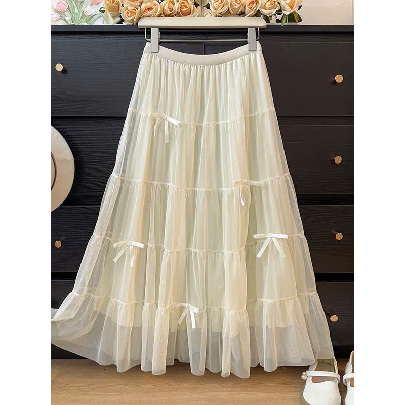 Chân váy dài, chân váy xếp ly voan lưng chun 5 tầng, 2 lớp hàng QCCC loại 1 dài 90cm màu đen kem nâu