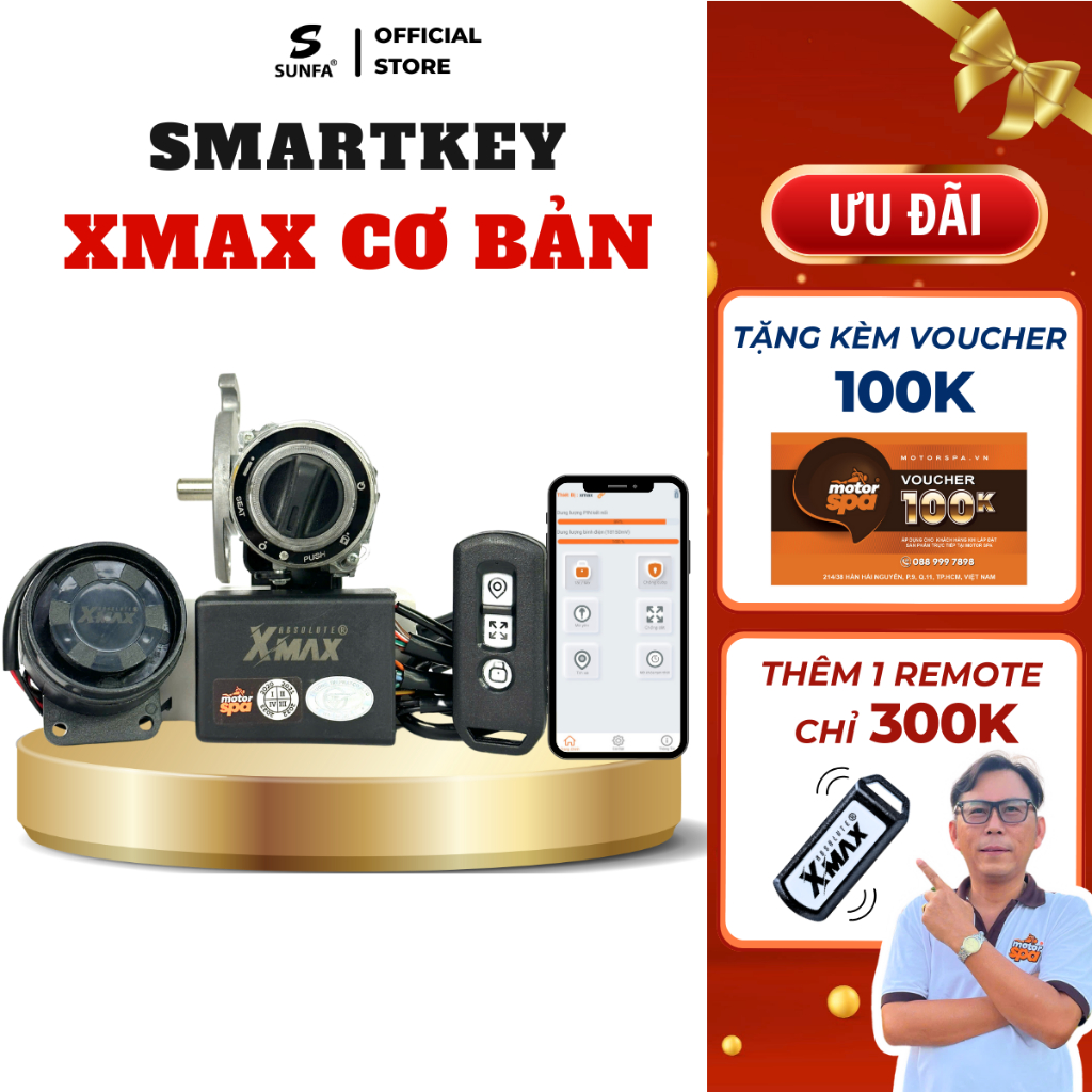 Smartkey Xmax Cơ Bản - Exciter 150/155, Jupiter Fi, Sirius Fi, Luvias Fi, Mio,...
