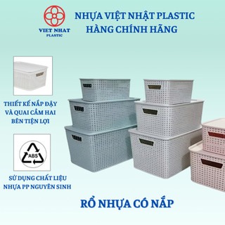  Rổ Nhựa Có Nắp 3 Size Việt Nhật Giỏ Đựng Đồ Đa Năng Tiết Kiệm Không Gian Có Thể Xếp Chồng 