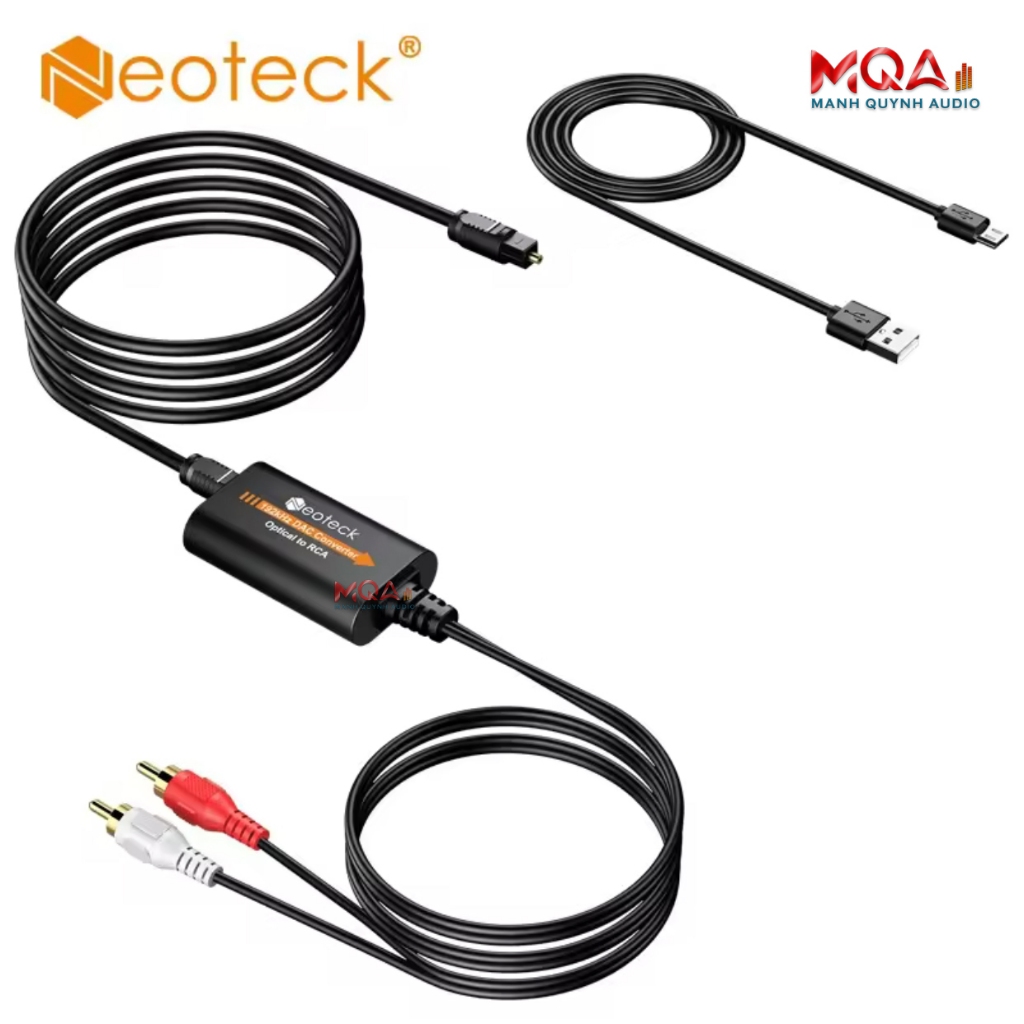 Bộ Chuyển Đổi Âm Thanh DAC Quang Học Optical to RCA 192Khz Neoteck Chuẩn Hi-res Tích Hợp Sẵn Cáp Opt
