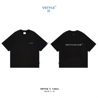 (FULL BOX) Áo Thun Boxy Logo "Vstyleclub" Unisex Nam Nữ Local Brand chữ thêu -Đen