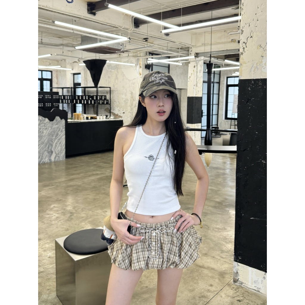 TSUN - Chân Váy Ngắn Mini Skirt Dáng Bí Caro Kẻ Sọc Cạp Chun Nhún Bèo Y2K/Coquette | BigBuy360 - bigbuy360.vn