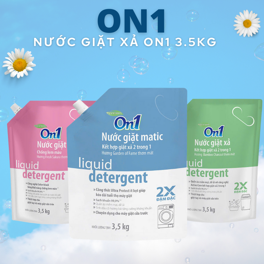 (BAO BÌ MỚI) Túi Nước Giặt Xả/Chống Lem Màu/Matic On1 Cao Cấp 3.5Kg (3 màu)