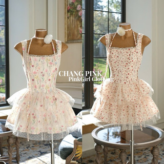 𝑷𝒊𝒏𝒌𝑮𝒊𝒓𝒍 𝑪𝒍𝒐𝒕𝒉𝒊𝒏𝒈_ Đầm corset hoa xoè phủ lưới bi 2 tầng