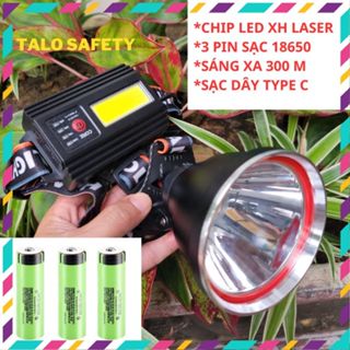 Đèn pin đội đầu siêu sáng đi rừng chip led XHP Laser-L5 cho độ gom xa, chống nước tốt.