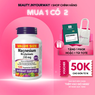 [TEM CHÍNH HÃNG] Viên Uống Bổ Sung Magie Magnesium Bisglycinate Webber Naturals 200mg 120 viên