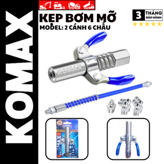 Đầu Bơm Mỡ KOMAX 2 Cánh - Tay Bọc Cao Su Chất Liệu Thép Không Rỉ - Kẹp Bơm Mỡ 6M,8M,10M,12M
