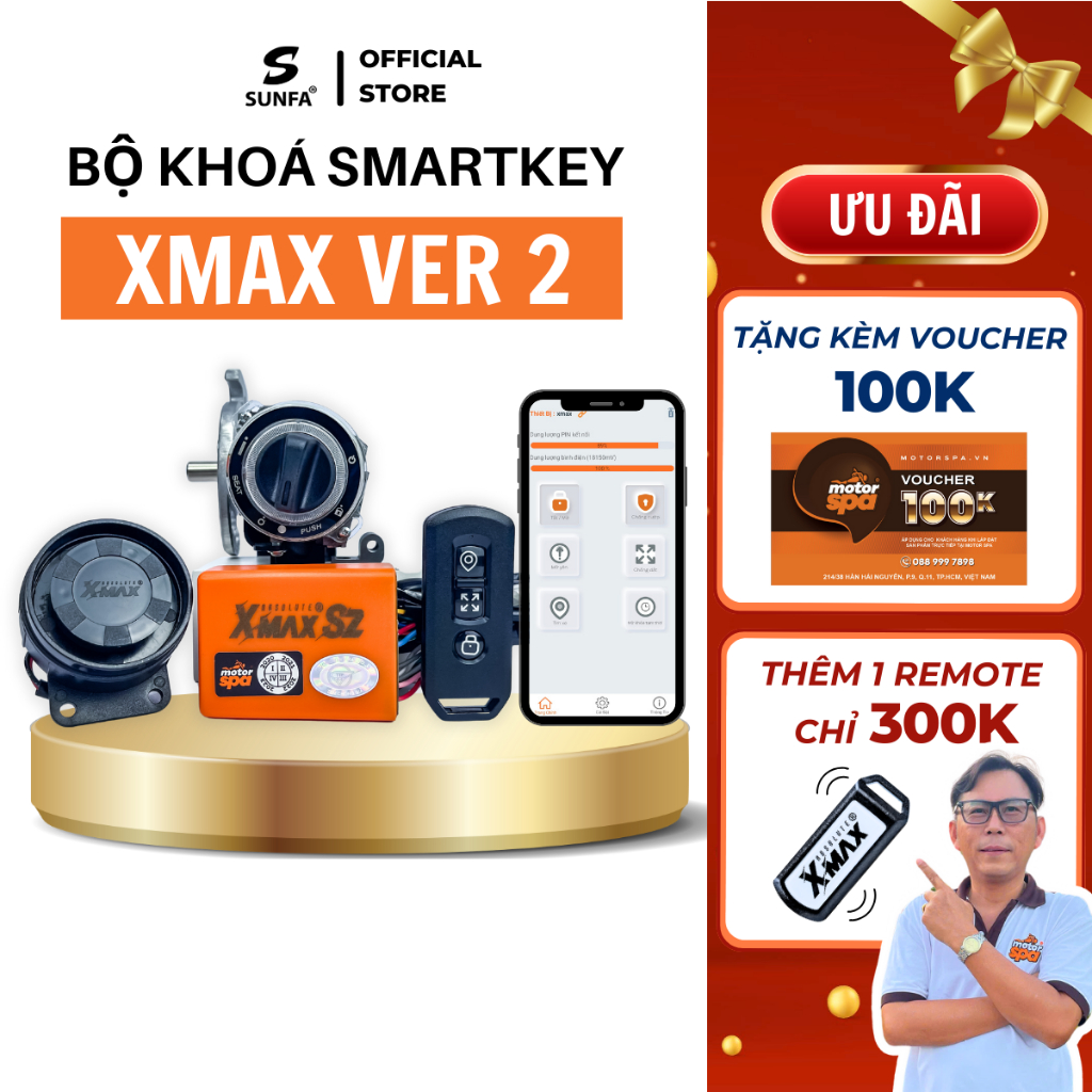 Bộ khóa Smartkey Xmax 5.0 V2 dành cho xe Exciter 150/155, Sirius Fi, Jupiter Fi, Luvias Fi, Mio M3, 