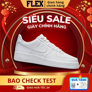 Giày Air Force 1 All White Chính Hãng Cho Nam Nữ, AF1 All White Real Cổ Thấp Fullbox FLEX SHOP tặng kèm tất