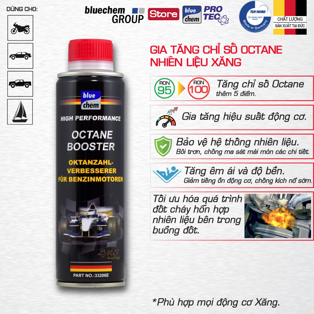 Phụ gia Bluechem Gia tăng chỉ số Octan (Octane Booster) 250ml