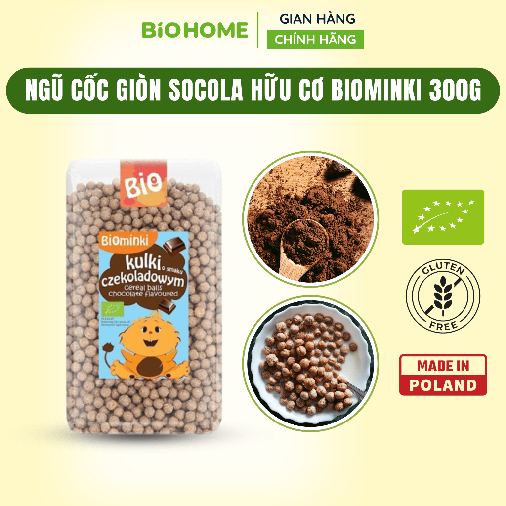 Ngũ cốc giòn socola hữu cơ Biominki (300g)