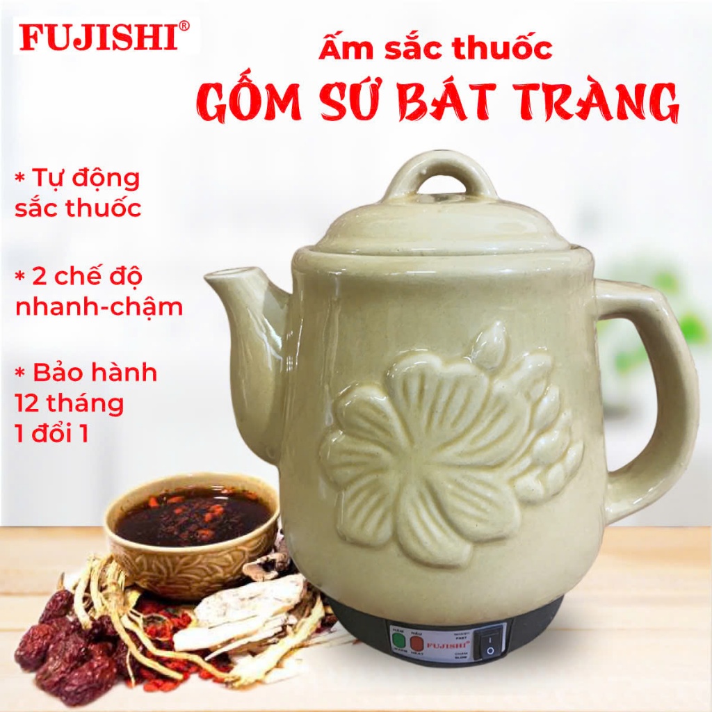 Bình Đun Siêu Tốc Gốm Sứ Bát Tràng Fujishi HK-268/SV-803 3.2lít