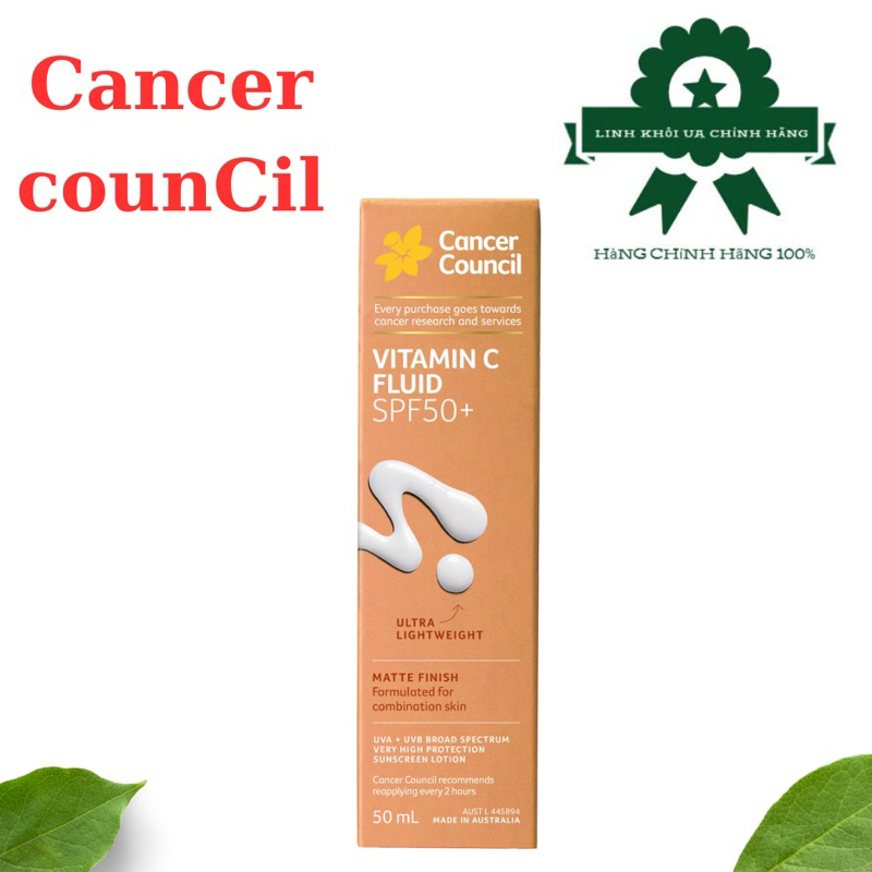 Kem chống nắng Cancer Council Vitamin C Fluid SPF 50+ 50ml.
