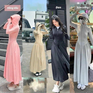 [Áo 1 Lớp] Áo , váy chống nắng toàn thân chất thun lạnh chống tia uv