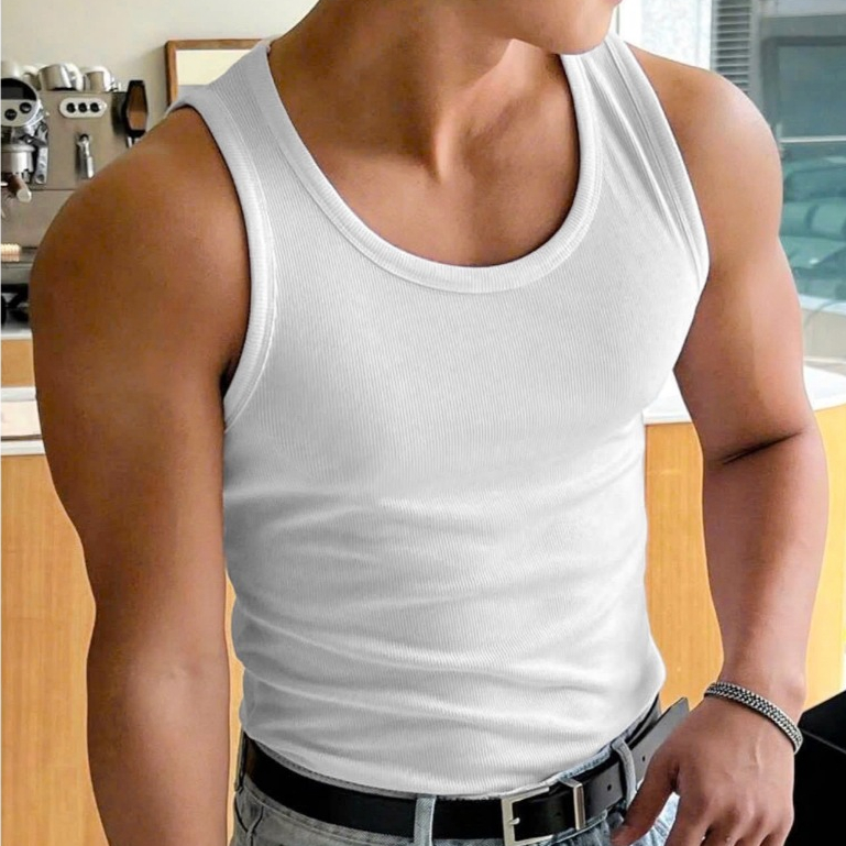 Áo Tanktop nam, áo ba lỗ nam cotton gân hiệu Solbox, ôm body, tôn dáng, tập gym, thấm hút mồ hôi