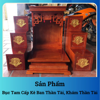 Bục Tam Cấp Kê Ban Thần Tài, Khám Thần Tài, Dát Vàng Hoa Sen Size 16 , 18 ,20
