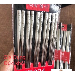 Đũa inox cao cấp SUS304. Inox Cao cấp chống cong vênh tốt. Kiểu dáng sang trọng, ấn tượng. Bộ 5 đôi