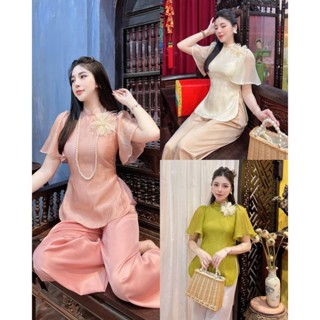   FREESHIP  SET LAM TƠ CÁNH TIÊN CÀI HOA SET LAM ĐI CHÙA 