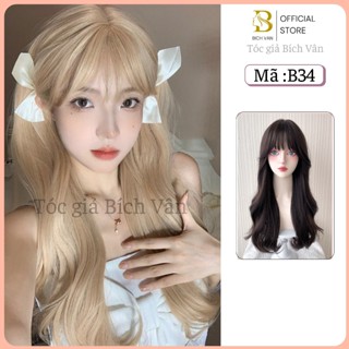  Tóc giả nguyên đầu xoăn lơi Bích Vân  nguyên đầu tóc giả cho nữ 55cm 