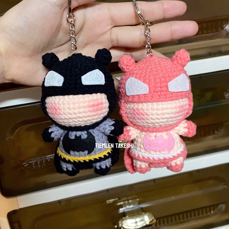 Móc khoá batman làm bằng len handmade <ảnh thật>