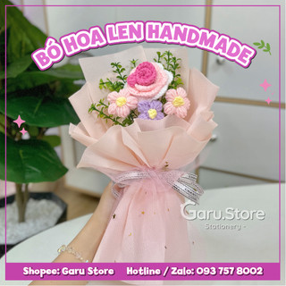 Bó Hoa Len Nhỏ Handmade Xinh Xắn - Trang Trí Hoặc Làm Quà Tặng
