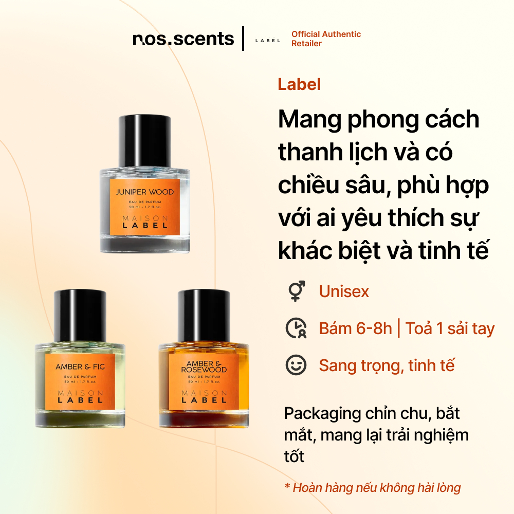 Nước hoa nosscents Label - Juniper Wood, Amber & Fig, Amber & Rosewood