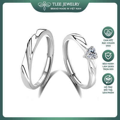 Nhẫn đôi bạc đeo nam nữ TLEE hẹn ước Promise Ring free size TLEEJEWRELRY