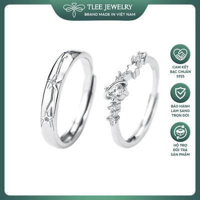 Nhẫn đôi bạc đeo nam nữ TLEE  ánh sao lấp lánh freesize Starlight Love TLEEJEWELRY
