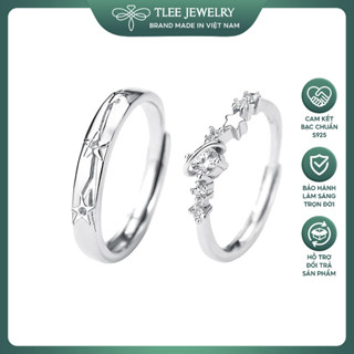  Nhẫn đôi bạc đeo nam nữ TLEE  ánh sao lấp lánh freesize Starlight Love TLEEJEWELRY 