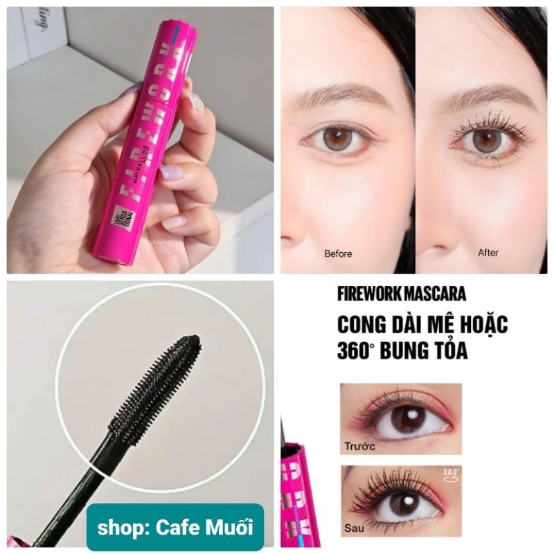 Mascara Chuốt Mi Cong Dài Tỏa Mi 360 Độ Maybelline Mascara Firework Lash Sensational Waterproof 8.75