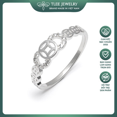 Nhẫn bạc nữ TLEE kim tiền tam hoa đính đá thu hút tài lộc, may mắn TLEEJEWELRY