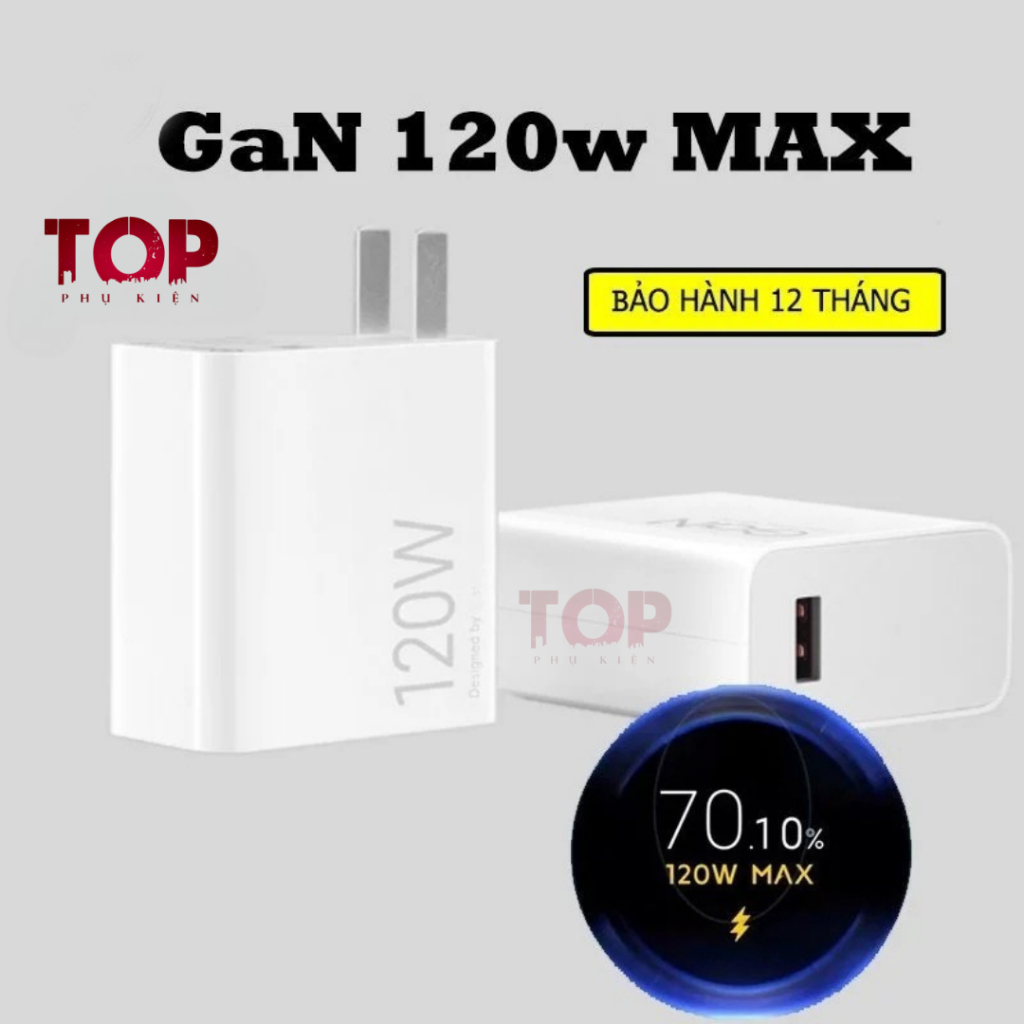 Bộ sạc siêu nhanh GaN 120w MAX sạc Mi10 Ultra, Mi 11T Pro, Black Shark siêu nhanh