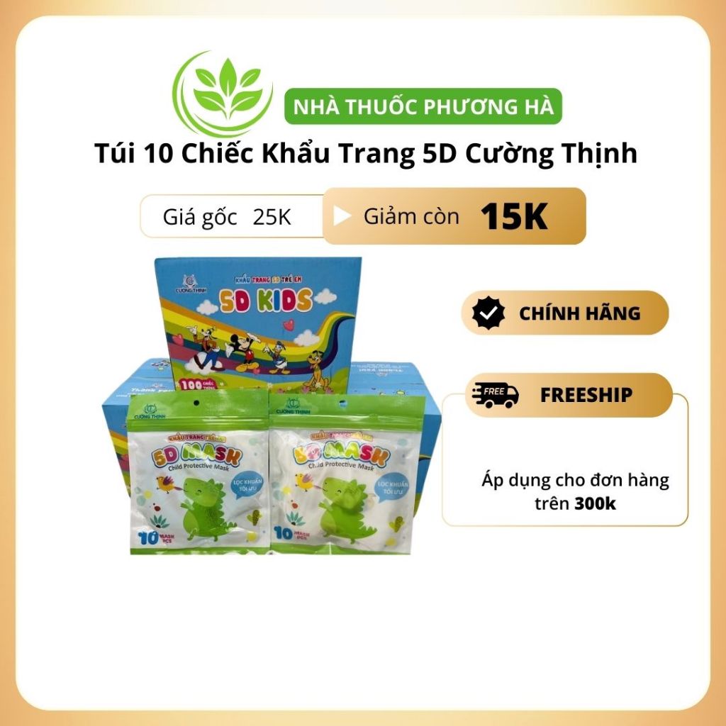 Hộp 10 chiếc khẩu trang y tế trẻ em 5D Cường thịnh . Khẩu trang trẻ em cao cấp 5d mask cho bé từ 2 -