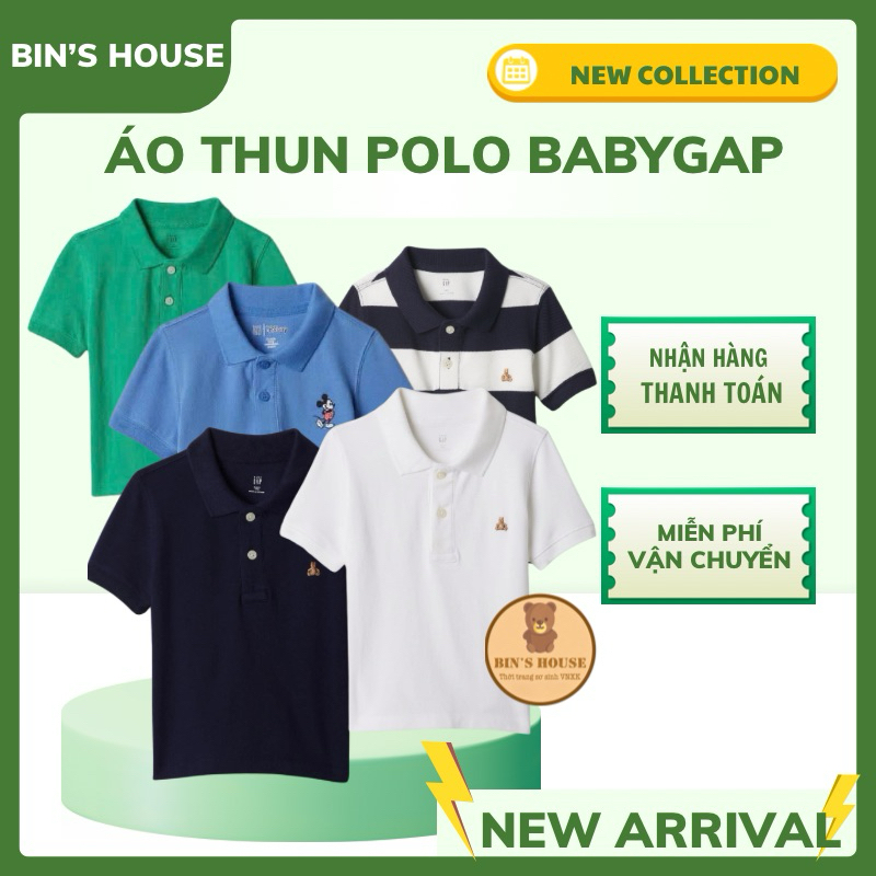 Áo thun polo cộc tay GAP xuất dư sz 6m-5y