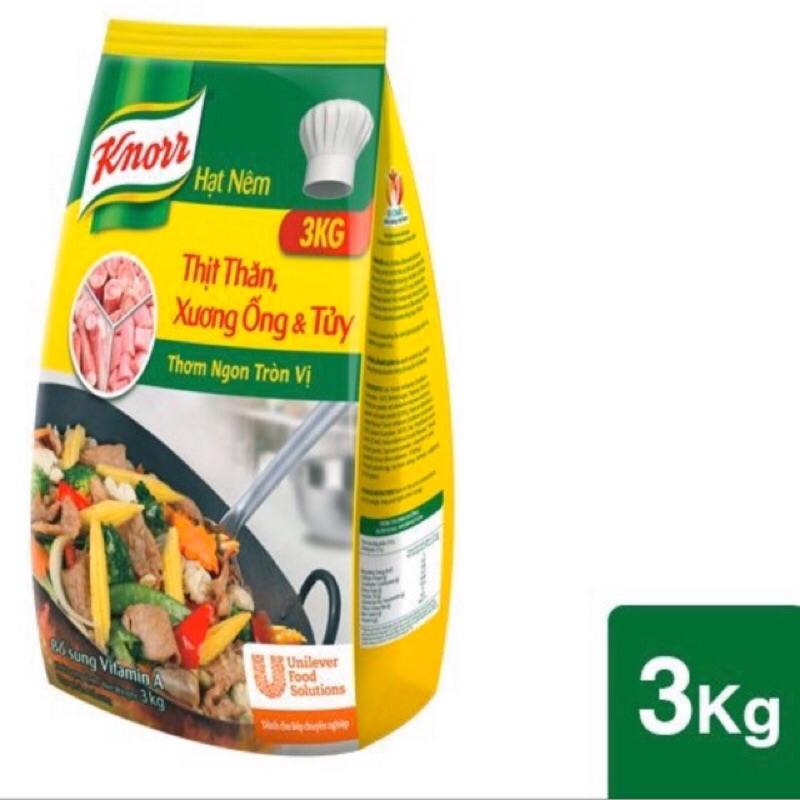 HẠT NÊM KNORR 3KG - THỊT THĂN XƯƠNG ỐNG VÀ TỦY-THƠM NGON TỪ THỊT TƯƠI & NGON
