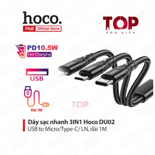  Cáp sạc 3in1 Hoco IP Type-C Micro sạc nhanh 3A dây dù siêu bền dài 1.2M cho Smartphone 6 7 8 X 11 12 13 Oppo 