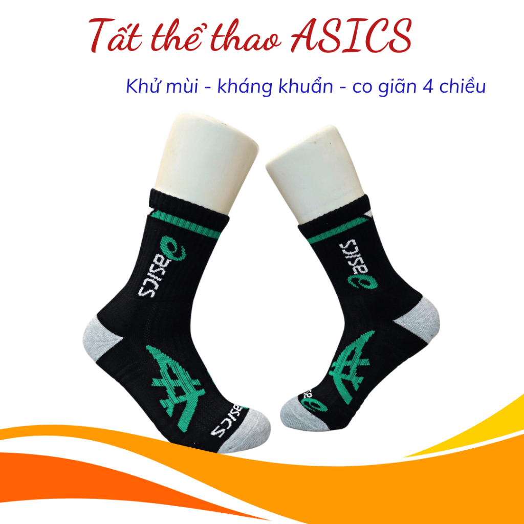 Tất asics cao cổ, Vớ bóng chuyền , Bóng đá , cầu lông , dệt kim cao cấp thấm mồ hôi