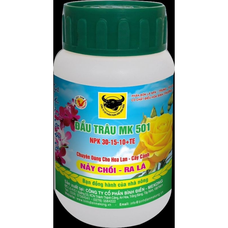 Phân bón lá Đầu Trâu NPK 30-15-10+TE MK501 (hủ 100g) dùng lan, kiểng nảy chồi, ra lá
