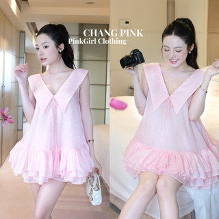 𝐏𝐢𝐧𝐤𝐆𝐢𝐫𝐥 𝐂𝐥𝐨𝐭𝐡𝐢𝐧𝐠_Đầm babydoll tơ hoa nhí cổ tim lá sen ( tặng kẹp nơ cài tóc)