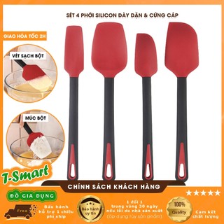   Hàng Mới Về  Sét 4 Phới Vét  Múc Sạch Bột Spatula Silicone Dày Dặn Làm Bánh Đa Năng Tiện Lợi An Toàn - Chịu Nhiệt Cao 