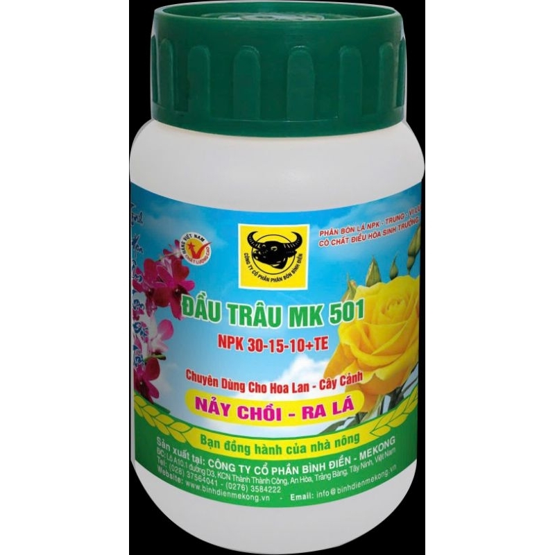Phân bón lá Đầu Trâu NPK 30-15-10+TE MK501 (hủ 100g) dùng lan, kiểng nảy chồi, ra lá