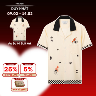 [ƯU ĐÃI MỞ BÁN] Áo sơ mi nam Suit Art tay ngắn, vải lụa chéo mềm mại, thoáng mát, hình in trò chơi tết bền màu - FEAER