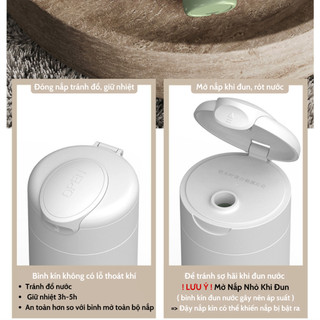 Ấm siêu tốc Mini Tự ngắt khi sôi 420ml, Bình siêu tốc kiêm giữ nhiệt 2-3h, đun sôi, giấu dây tiện lợi, pha sữa, pha trà