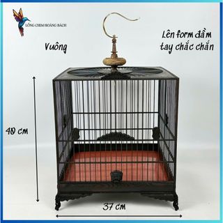  Lồng chim chào mào Ráp Sẵn triện lá đề nan cáp quang đen nóc tròn lồng chào mào nóc tròn gỗ mun cao cấp 