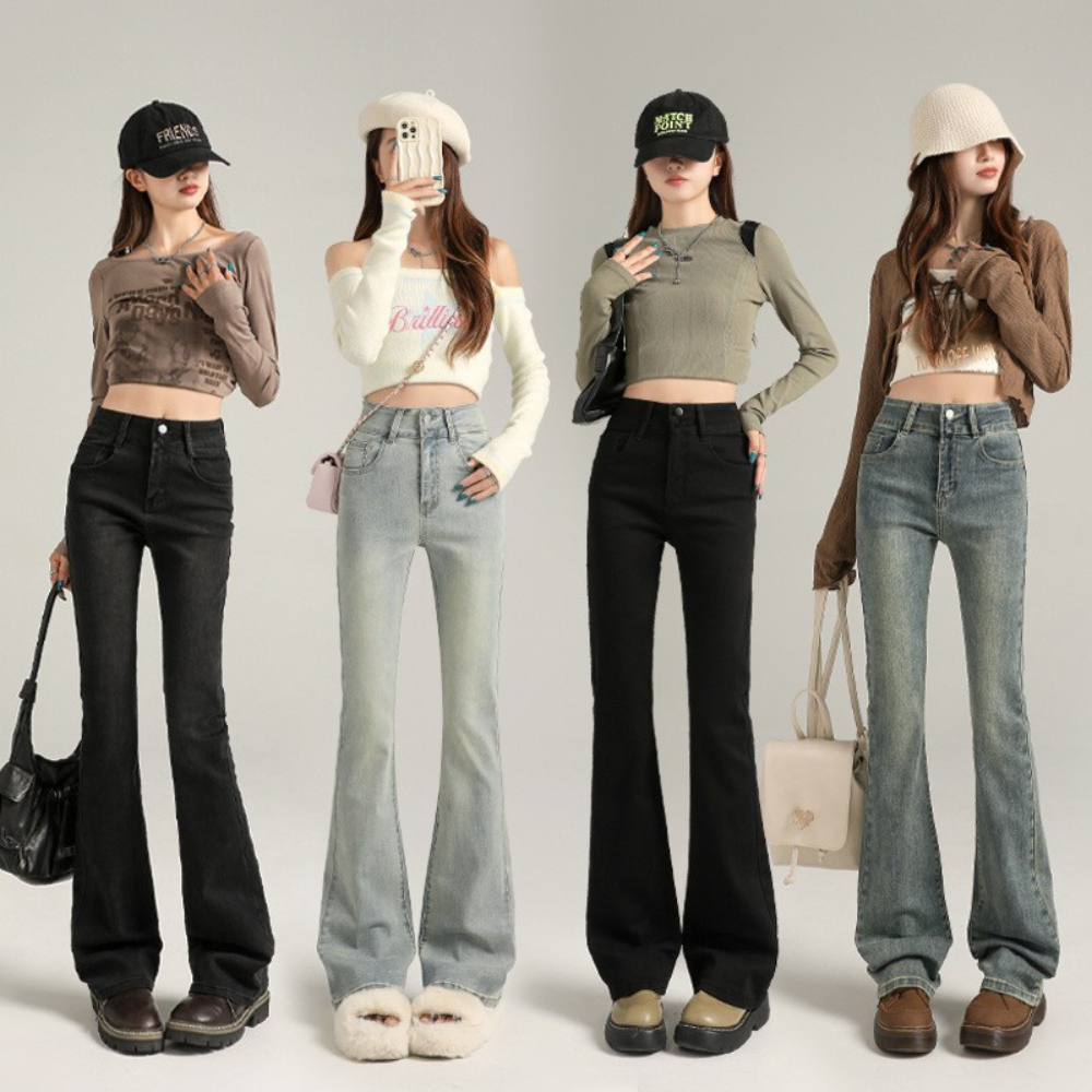 Quần jeans nữ ống loe co giãn MIAA , quần bò jean nữ ống đứng rộng suông CẠP CAO cao cấp Hottrend | BigBuy360 - bigbuy360.vn