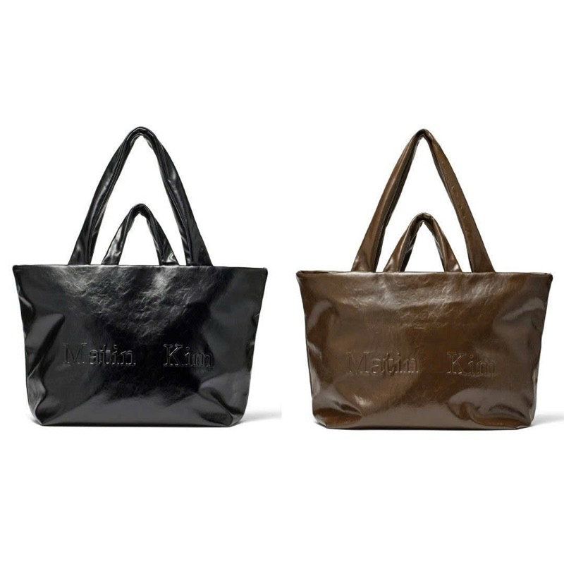 MATIN KIM SEOUL EMBOSSED LOGO LEATHER MAX BAG